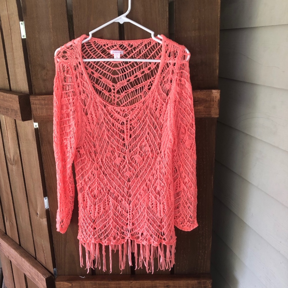 Xhilaration - Crochet Blouse Orange XL